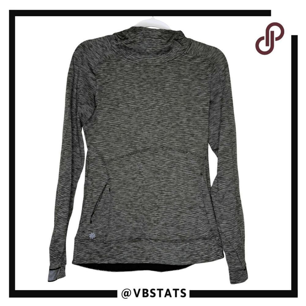Athleta Women's Striated Stowe Spacedye Funnel Neck Pullover Hoodie Gray Size XS